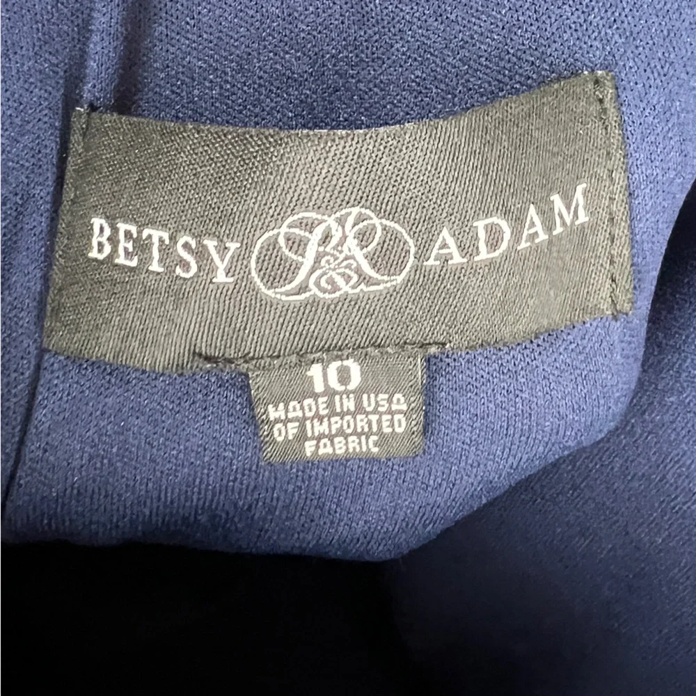 Betsy & Adam Sz. 10 Navy Blue Stretch Satin Lined Long Sleeve Form Fitti… - Picture 14 of 14